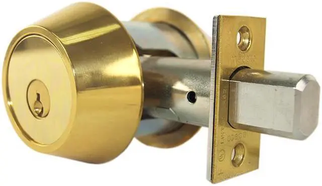 Alt view image 3 of 7 - Medeco 11-0202-05-00 Bright Brass, Double Cylinder Tubular Deadlock Deadbolt Key On Both Sides 2-3/4" Backset, 00 Keyway HIGH SECURITY