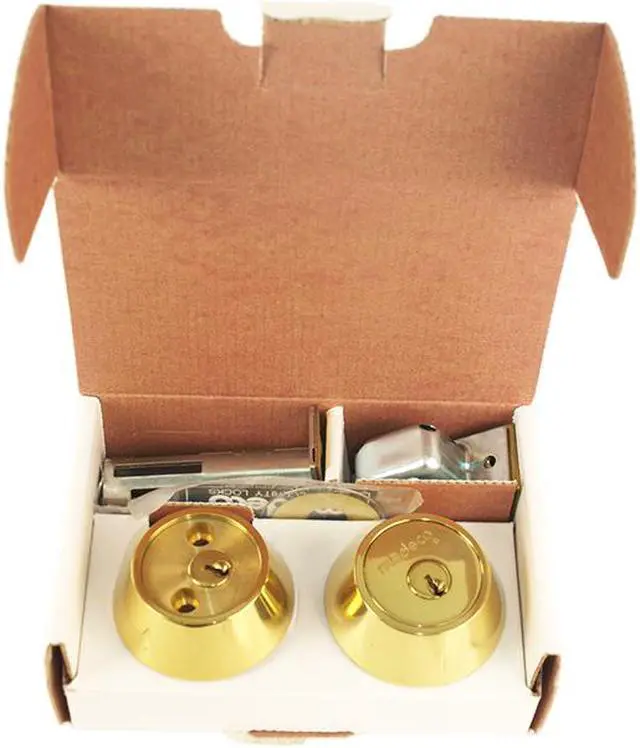 Alt view image 7 of 7 - Medeco 11-0202-05-00 Bright Brass, Double Cylinder Tubular Deadlock Deadbolt Key On Both Sides 2-3/4" Backset, 00 Keyway HIGH SECURITY