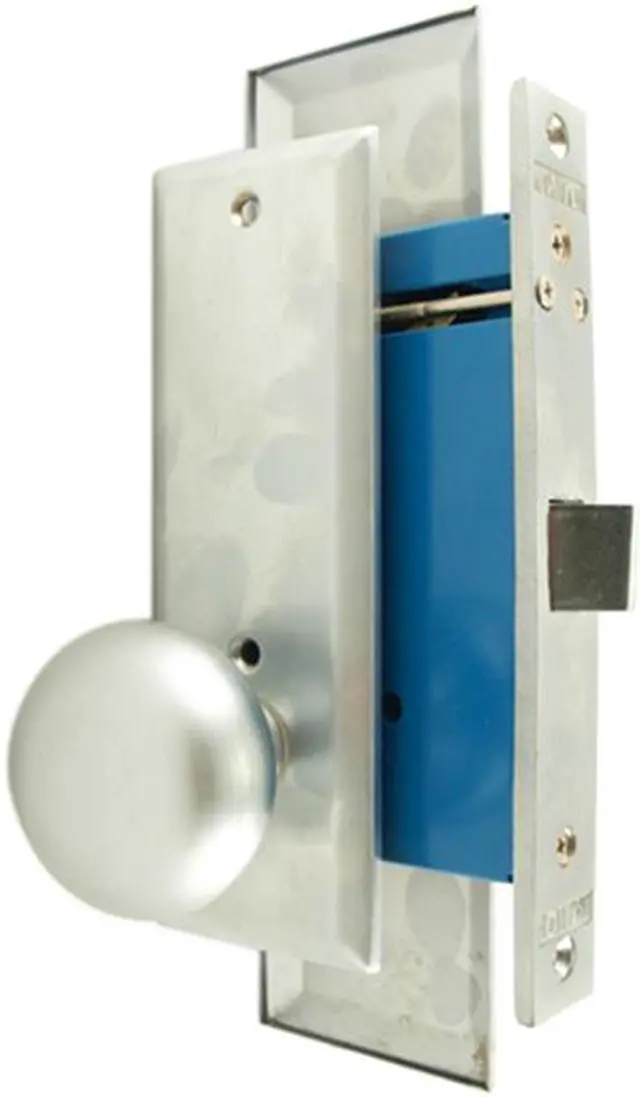 Alt view image 2 of 2 - Maxtech (Marks 114DW/26D Like) Satin Chrome Left Hand Heavy Duty Mortise Lock Knob Vestibule Function Always Locked Storeroom Latch Only Lockset, Screwless Knobs Thru Bolted Lock Set