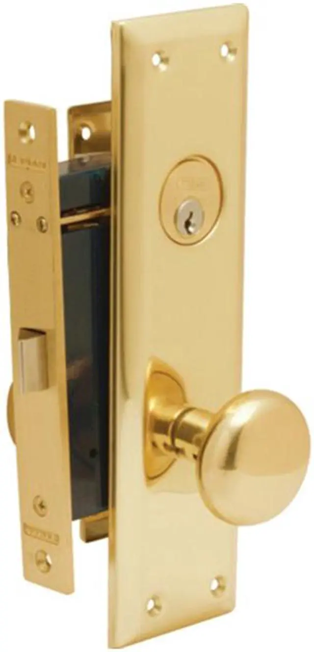 Alt view image 3 of 7 - Marks Metro 91DW/3, Polished Brass Right Hand Mortise Lock Knob Vestibule Function Always Locked Storeroom Latch Only Lockset, Surface Mounted Screw-on Knobs Lock Set