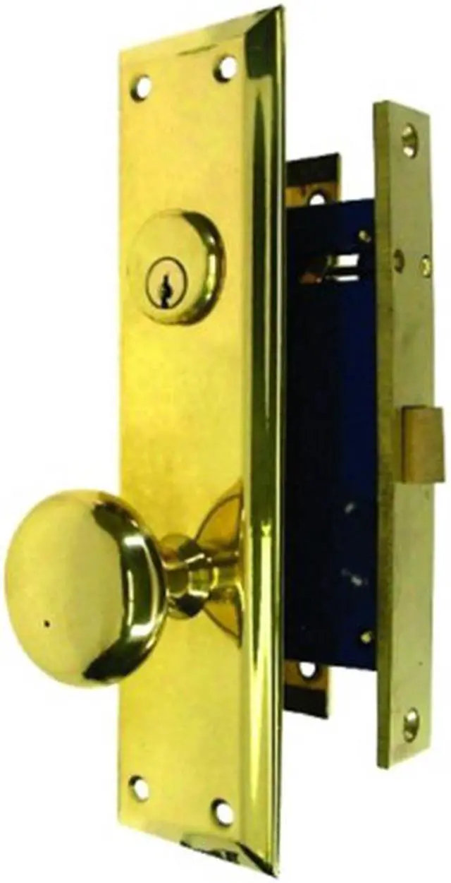 Alt view image 6 of 7 - Marks Metro 91DW/3, Polished Brass Left Hand Mortise Lock Knob Vestibule Function Always Locked Storeroom Latch Only Lockset, Surface Mounted Screw-on Knobs Lock Set