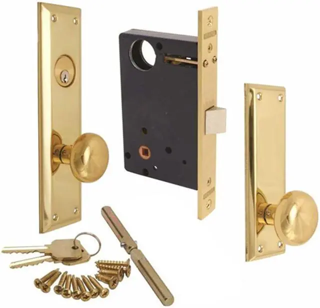 Alt view image 5 of 7 - Marks Metro 91DW/3, Polished Brass Left Hand Mortise Lock Knob Vestibule Function Always Locked Storeroom Latch Only Lockset, Surface Mounted Screw-on Knobs Lock Set