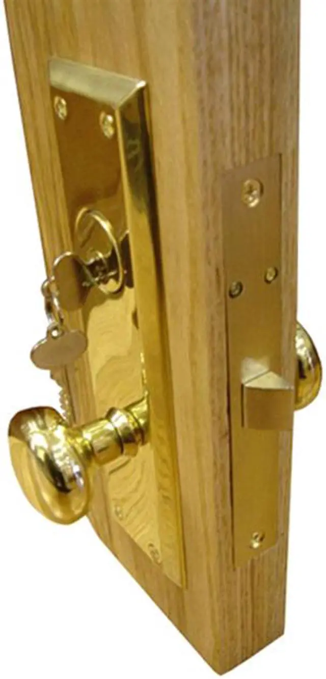 Alt view image 7 of 7 - Marks Metro 91DW/3, Polished Brass Left Hand Mortise Lock Knob Vestibule Function Always Locked Storeroom Latch Only Lockset, Surface Mounted Screw-on Knobs Lock Set