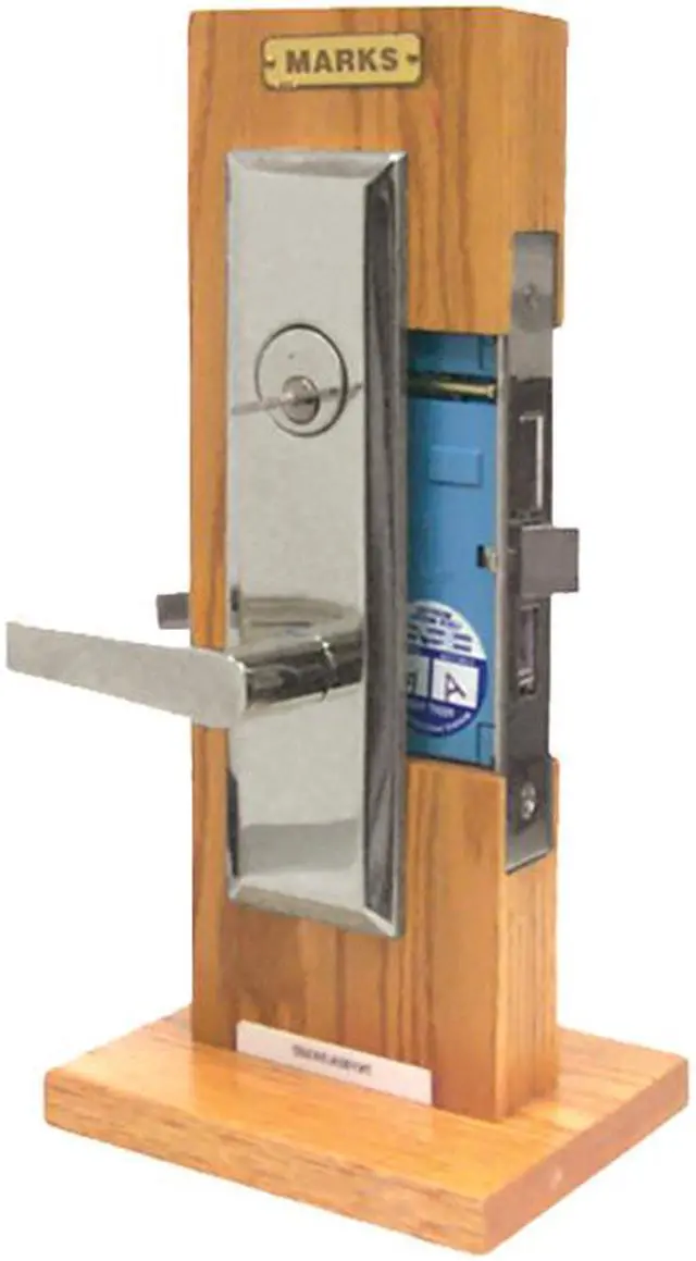 Alt view image 4 of 4 - Marks Metro 116A/26D, Satin Chrome Left Hand Entrance Angled Lever Escutcheon Plate Mortise Entry Lockset, Screwless Angled Lever Thru-Bolted Lock Set