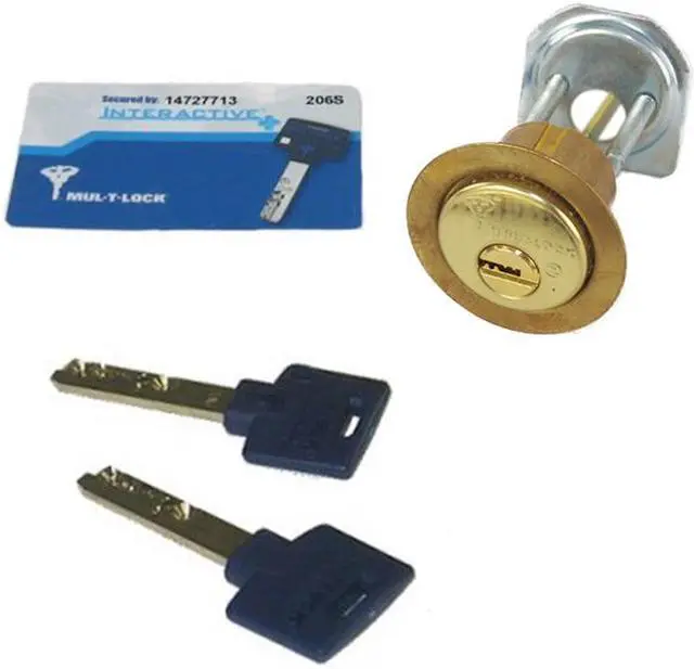 Alt view image 5 of 5 - Mul-t-lock, RIM1VT-05, Brass, Solid Brass Replacement 1-1/8" Rim Cylinder Lock For Jimmy Proof Deadlock, HIGH SECURITY, INTERACTIVE + 206 KEYWAY