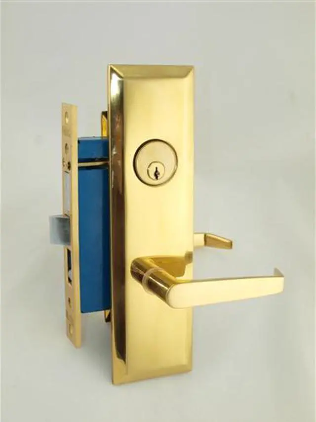 Main image of Maxtech (Marks Metro 116A/3 Like) Polished Brass Finish, Right Hand, Heavy Duty Mortise Entry Screwless Lever Lockset Thru Bolted, 2-1/2" Lock Set