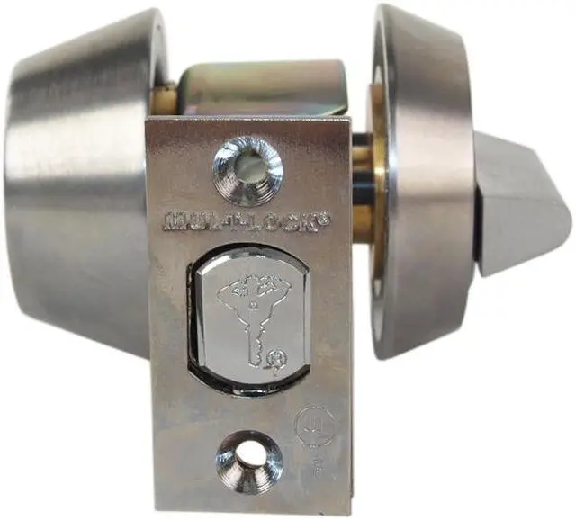 Alt view image 3 of 7 - Mul-t-lock HD1-26-206 Satin Chrome, Hercular Single Cylinder Deadbolt with Thumb Turn, HIGH SECURITY, INTERACTIVE + 206 KEYWAY