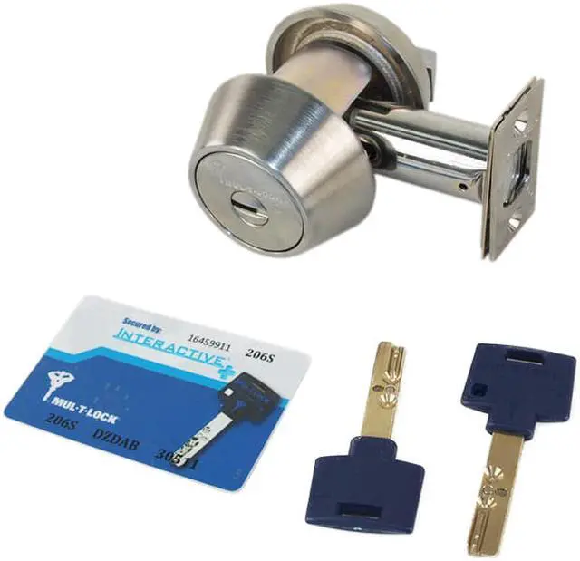 Alt view image 7 of 7 - Mul-t-lock HD1-26-206 Satin Chrome, Hercular Single Cylinder Deadbolt with Thumb Turn, HIGH SECURITY, INTERACTIVE + 206 KEYWAY
