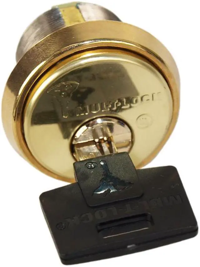 Alt view image 4 of 5 - Mul-t-lock, MOR1C02-05, Brass, Solid Brass Replacement 1 1/8" Mortise Cylinder with Yale Standard Cam, HIGH SECURITY, 006 KEYWAY