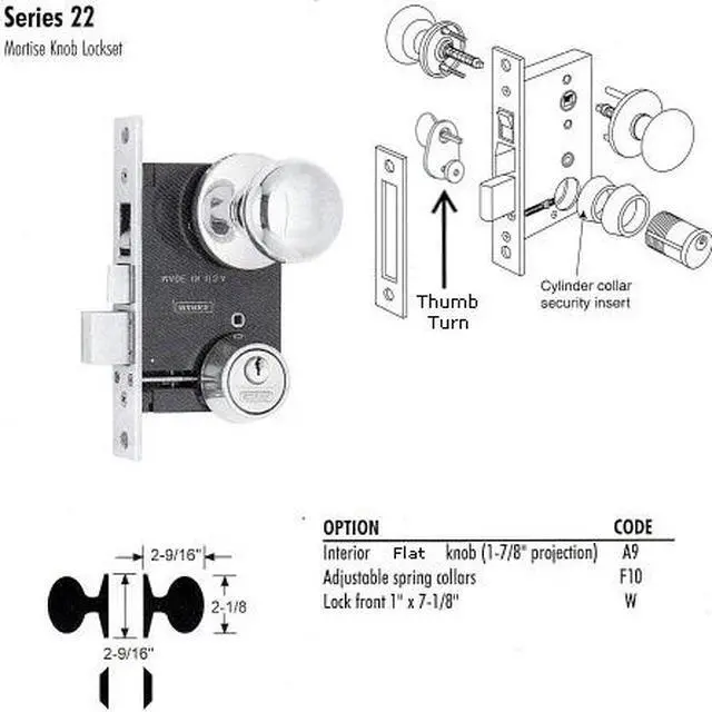Alt view image 5 of 6 - Marks 22F/26D-W-RH Satin Chrome US26D F Function Right Hand Single Cylinder Ornamental Iron Knob Rose Mortise Panic Proof Dormitory Lockset With Thumb Turn