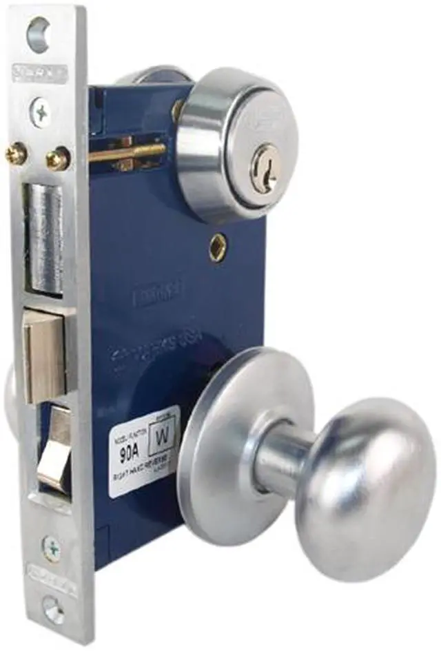 Alt view image 2 of 6 - Marks 22F/26D-W-RH Satin Chrome US26D F Function Right Hand Single Cylinder Ornamental Iron Knob Rose Mortise Panic Proof Dormitory Lockset With Thumb Turn