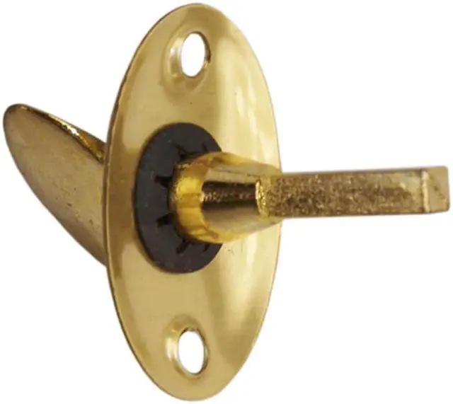 Alt view image 3 of 3 - Progressive 76/3 Brass US3 1-3/4" X 1-1/8" Solid Brass Oval Plate With Thumb Turn