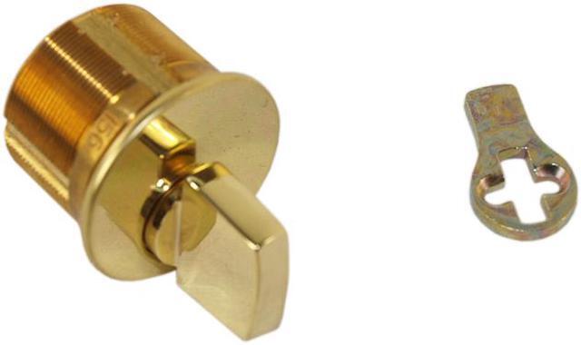 Alt view image 4 of 4 - Ilco 7161TK2-03 Polished Brass US3 Solid Brass Replacement 1" Mortise Turn Knob Cylinder Lock