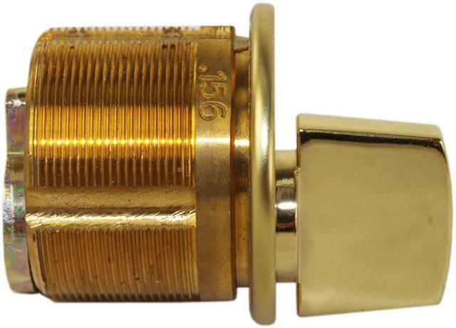 Alt view image 2 of 4 - Ilco 7161TK2-03 Polished Brass US3 Solid Brass Replacement 1" Mortise Turn Knob Cylinder Lock