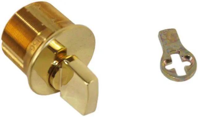 Alt view image 4 of 4 - Ilco 7201TK2-03 Polished Brass US3 Solid Brass Replacement 1-1/4" Mortise Turn Knob Cylinder Lock