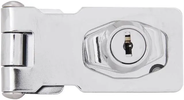 Main image of Tuff Stuff, 3525, 2-1/2" Polished Chrome Key Cylinder Keyed Hasp Lock
