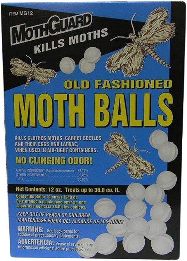 12 Pack MothGuard Moth Balls Old Fashioned Original Moth Balls, Repellent  Closet Clothes Protector, No Clinging Odor, Kills Clothes Moths, Eggs