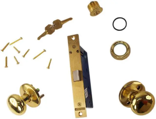 Alt view image 4 of 7 - Marks 22DW/3-W-LH Polished Brass Left Hand Ornamental Knob Rose Mortise Lockset Knob Vestibule Function Lock Set Iron Gate Door Latch Only - Single Cylinder (NO Thumb Turn)
