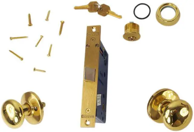 Alt view image 4 of 7 - Marks, 22DW/3-W-RH Polished Brass, Right Hand, Ornamental Knobe Rose Mortise Lockset Knob Vestibule Function Lock Set Iron Gate Door Latch Only - Single Cylinder (NO Thumb Turn)