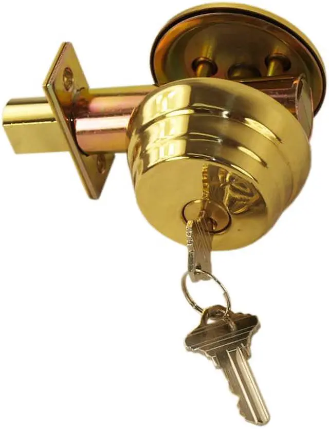 Alt view image 5 of 7 - Maxtech Polished Brass US3 Hercules Single Cylinder Heavy Duty Security Deadbolt Lock