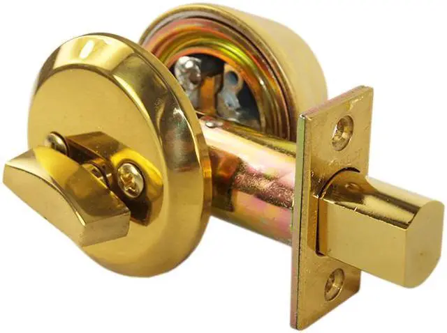 Alt view image 3 of 7 - Maxtech Polished Brass US3 Hercules Single Cylinder Heavy Duty Security Deadbolt Lock
