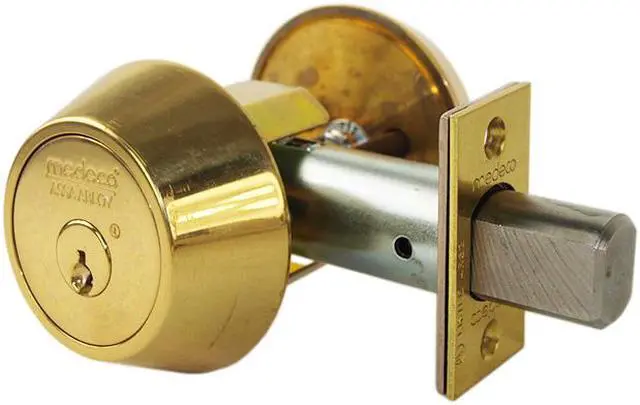 Main image of Medeco, 11-0100-05-00, Bright Brass, Single Cylinder Deadbolt, 2-3/8" Backset 00 Keyway HIGH SECURITY