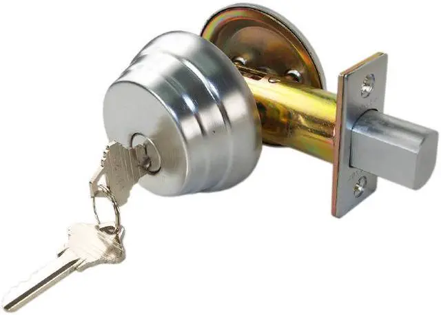 Alt view image 7 of 7 - Maxtech Satin Chrome US26D Hercules Single Cylinder Heavy Duty Security Deadbolt Lock