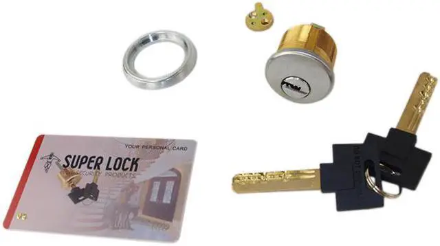 Alt view image 4 of 4 - Super Lock (Like Mul-T-Lock) Satin Chrome US26D Solid 1" Mortise Cylinder Lock With High Security 006 Keyway