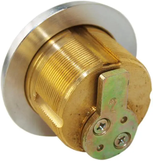 Alt view image 3 of 4 - Super Lock (Like Mul-T-Lock) Satin Chrome US26D Solid 1" Mortise Cylinder Lock With High Security 006 Keyway