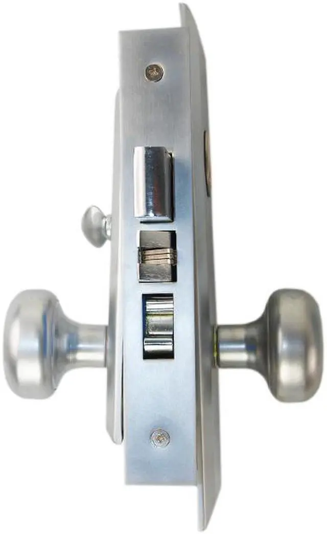 Alt view image 2 of 5 - Maxtech (Marks New Yorker 7NY10A/26D Like) 1033BF26DR Satin Chrome Right Hand Heavy Duty Mortise Entry Lockset Screwless Knobs Thru-Bolted, 2-3/4" Lock Set