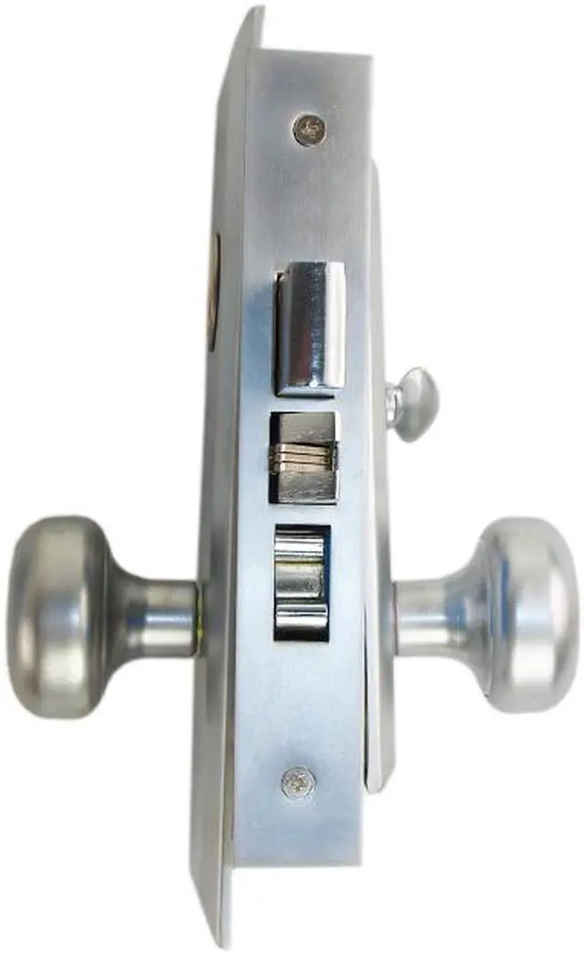 Alt view image 2 of 5 - Maxtech (Marks New Yorker 7NY10A/26D Like) 1033BF26DL Satin Chrome Left Hand Heavy Duty Mortise Entry Lockset Screwless Knobs Thru-Bolted, 2-3/4" Lock Set