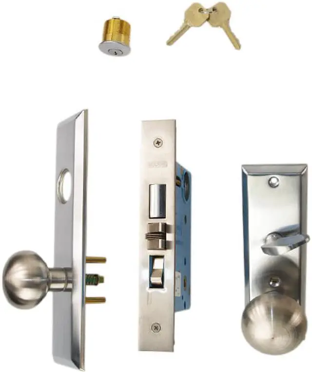Alt view image 4 of 4 - Marks New Yorker 7NY10A/26D, Satin Chrome Left Hand Mortise Entry Lock Set, Screwless Knobs Thru-Bolted Lockset