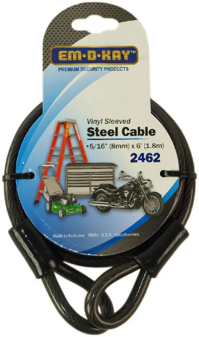 Main image of Em-D-Kay 2462 Vinyl Sleeved 5/16" x 6' Steel Cable Bike Lock