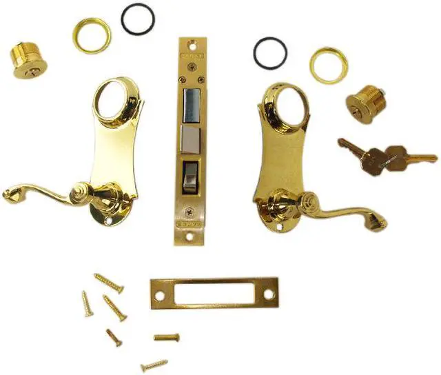 Alt view image 4 of 5 - Marks 9215AC/3-W-LHR Polished Brass US3 Left Hand Reverse Ornamental Unilock Lever Plate Mortise Entry Double Cylinder Lock Set For Iron Gate Door (This Is For Out-Swinging Doors)