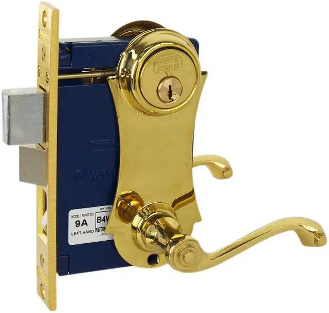 Alt view image 3 of 5 - Marks 9215AC/3-W-LHR Polished Brass US3 Left Hand Reverse Ornamental Unilock Lever Plate Mortise Entry Double Cylinder Lock Set For Iron Gate Door (This Is For Out-Swinging Doors)