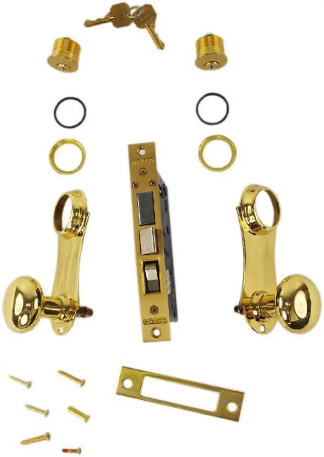 Alt view image 4 of 4 - Marks 21AC/3-W-RHR Polished Brass US3 Right Hand Reverse (Out-Swinging Door) Ornamental Unilock Knob/Plate Mortise Entry Lockset Iron Gate Door Double Cylinder Lock Set
