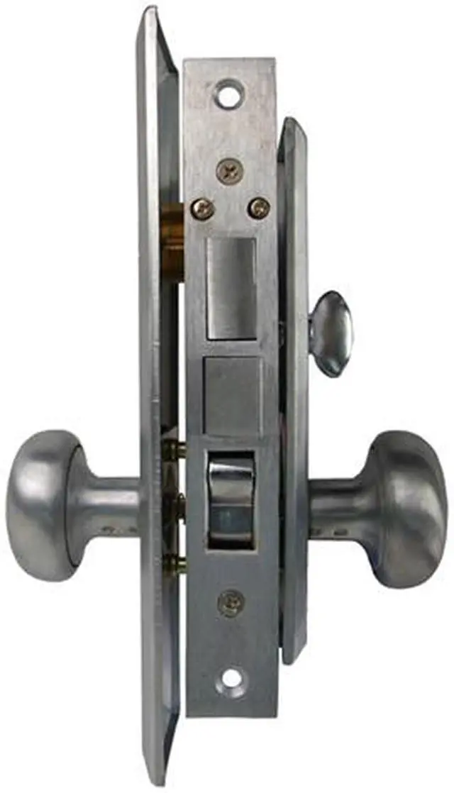 Alt view image 2 of 6 - Guard Security Metro Version (Like Marks 114A/26D) P8888LAKSC Satin Chrome 26D Left Hand Apartment Mortise Entry Lockset, self-Adjusting spindles with Screwless Knobs Thru Bolted Lock Set