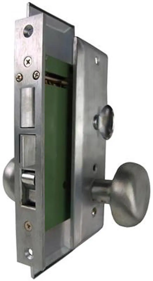 Alt view image 3 of 6 - Guard Security Metro Version (Like Marks 114A/26D) P8888LAKSC Satin Chrome 26D Left Hand Apartment Mortise Entry Lockset, self-Adjusting spindles with Screwless Knobs Thru Bolted Lock Set