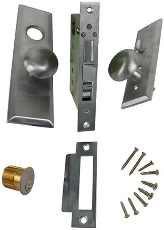 Alt view image 6 of 6 - Guard Security Metro Version (Like Marks 114A/26D) P8888LAKSC Satin Chrome 26D Left Hand Apartment Mortise Entry Lockset, self-Adjusting spindles with Screwless Knobs Thru Bolted Lock Set