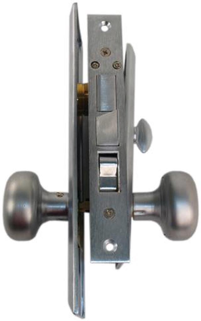 Alt view image 2 of 5 - Gotham (Like Marks 91A/26D) 9900LSC Satin Chrome 26D Left Hand Heavy Duty Mortise Entry Lockset, Surface Mounted Screw-on Knobs Lock Set