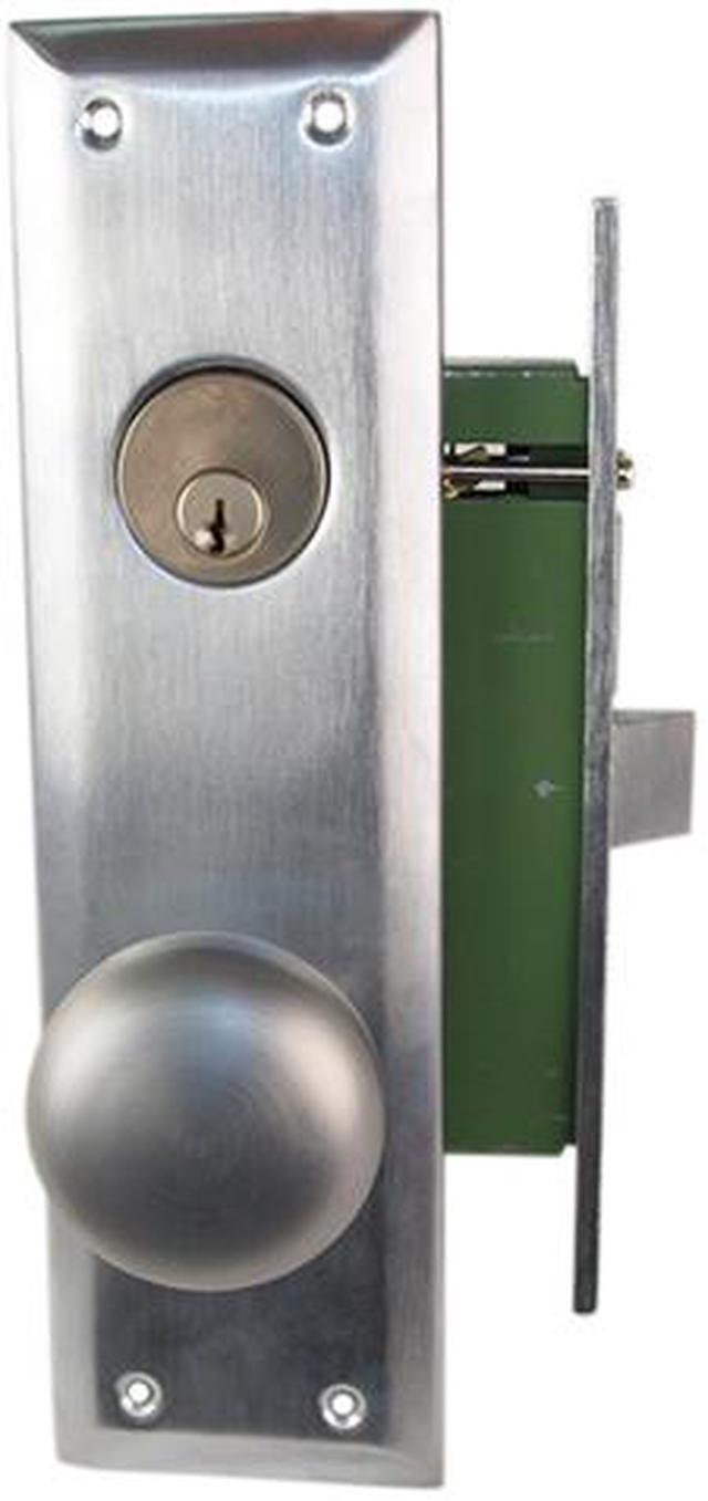 Main image of Gotham (Like Marks 91A/26D) 9900LSC Satin Chrome 26D Left Hand Heavy Duty Mortise Entry Lockset, Surface Mounted Screw-on Knobs Lock Set
