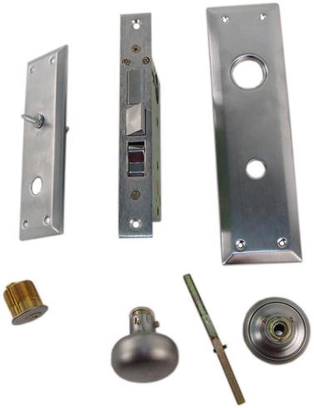 Alt view image 4 of 5 - Gotham (Like Marks 91A/26D) 9900LSC Satin Chrome 26D Left Hand Heavy Duty Mortise Entry Lockset, Surface Mounted Screw-on Knobs Lock Set
