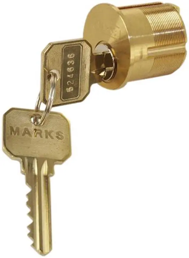 Alt view image 4 of 5 - Marks Metro Mortise Cylinder, 2161/3-1C, Polished Brass 1-1/8" Solid Replacement Mortise Cylinder Lock