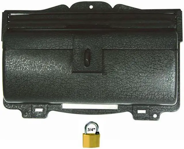 Main image of Ultra Hardware, 10225, Wall Mounted Heavy Gauge Black Plastic Horizontal Mailbox Mail Box Body Ranch Style With Solid Brass Padlock