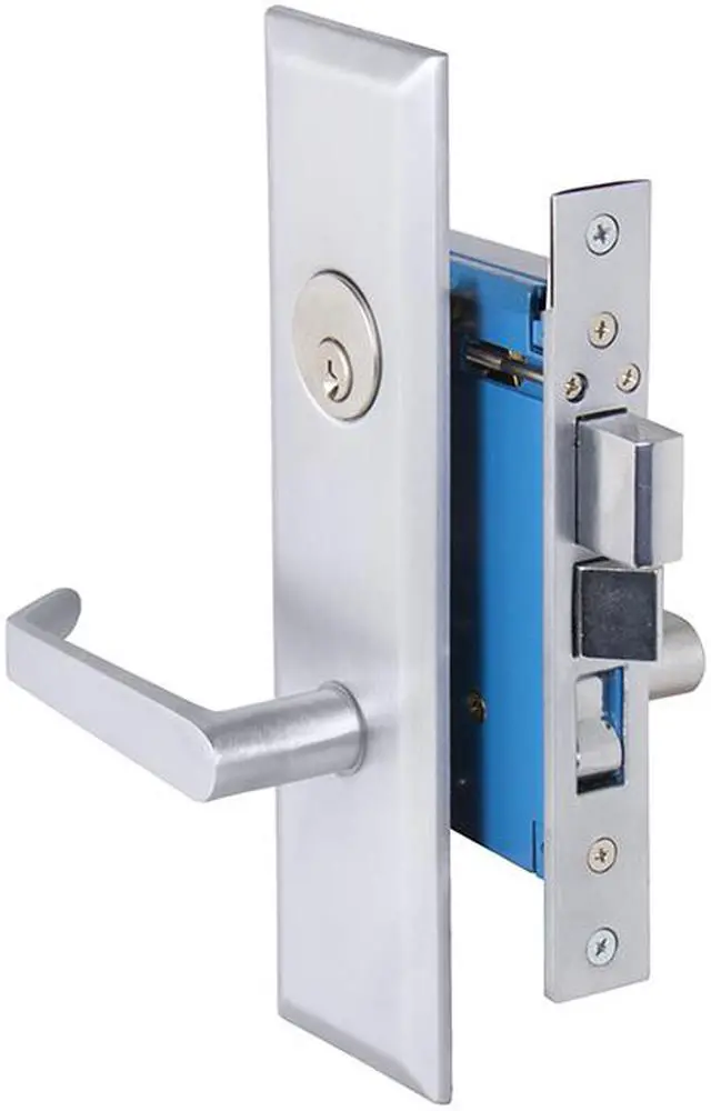 Main image of Em-D-Kay (Like Marks Metro 116A/26D) 7114RDC Satin Chrome 26D, Right Hand Entrance, Heavy Duty Mortise Entry Screwless Lever Handle Lockset Thru Bolted, 2-1/2" Backset