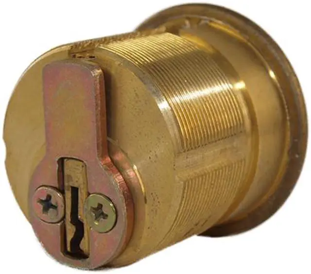 Alt view image 3 of 3 - Maxtech Polished Brass US3 Brass Replacement 1-1/8" Mortise Solid Cylinder Lock With Arrow AR1 Keyway