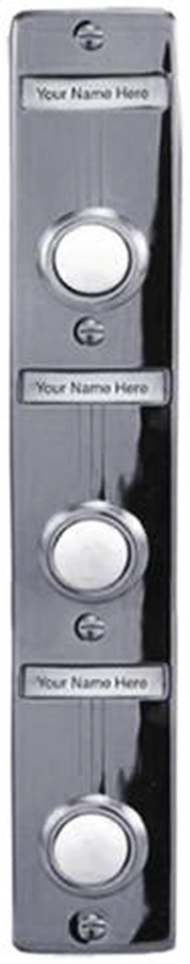 Alt view image 2 of 2 - Lee Electric, BC269LS, Silver, Wired Triple Lighted Push Button With Name Plate, 7-9/16" X1-3/8" For Bell