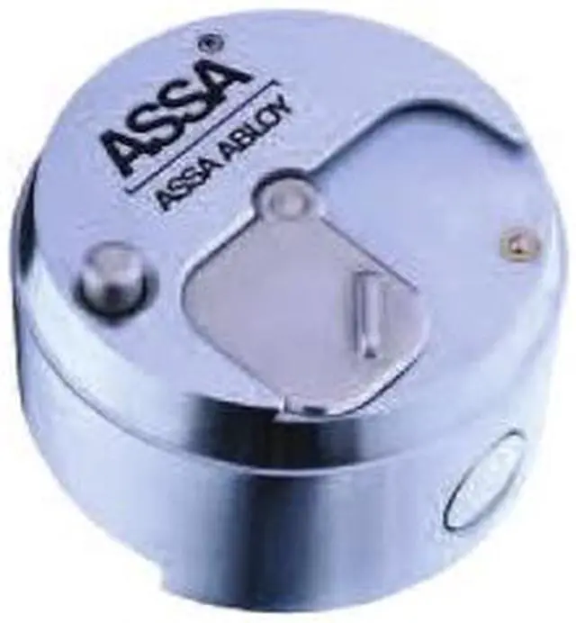 Alt view image 3 of 4 - ASSA AA-SR400 (Like American Lock A2000) 2-7/8" Shackleless Solid Steel Step Back Padlock Lock Resettable Combination Dial Hockey Puck Style (Combonation In Front)