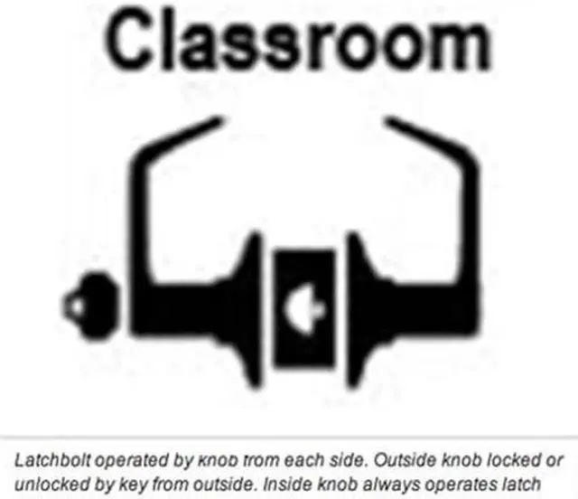 Alt view image 3 of 3 - Maxtech, LKLE13015-3, Bright Brass US3, Classroom, Office Vestibule, Passage Always Open OR Storeroom Always Locked,  Grade 2 Commercial Cylindrical ADA Angled Lever Lockset