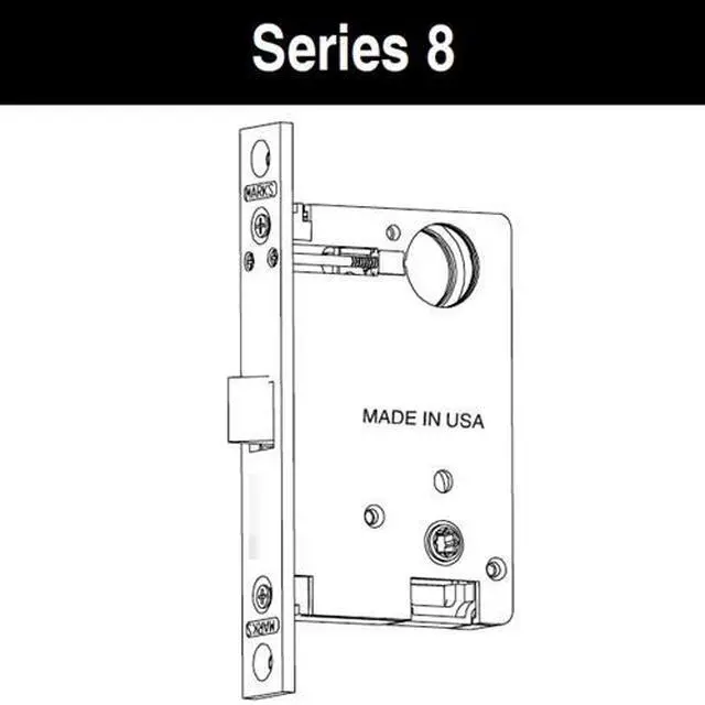 Alt view image 2 of 2 - Marks 8DW/3, 8 Series Grade 2 for Handlesets Design, Polished Brass, Right Hand, Vestibule Function Lock Set, Sectional Mortise Always Locked Storeroom Latch Only Lockset Body Only
